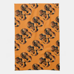 Dimensional Orange Black Basketball Number 33, Tea Towel