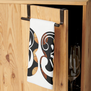 Dimensional Orange Black Basketball Number 33, Tea Towel