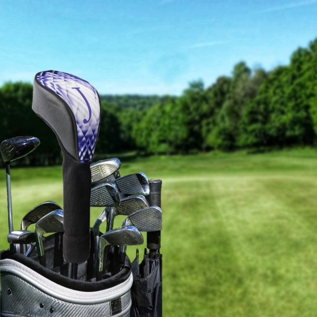 Dimensional Square-Navy-J Golf Head Cover (This Dimensional Square-Navy-J Pickleball Paddle design displays an elegant, Abstract pattern!)