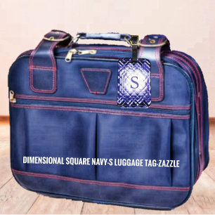 Dimensional Square-Navy-S Luggage Tag