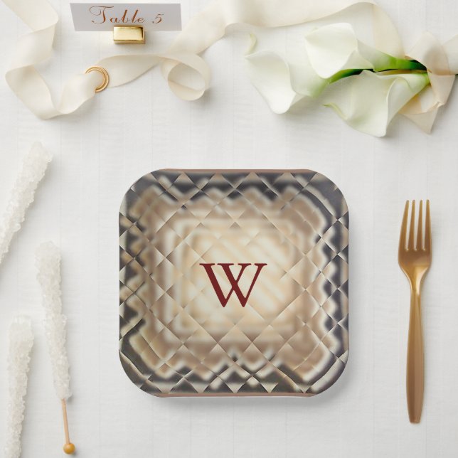 Dimensional Square-W Paper Plates (Wedding)