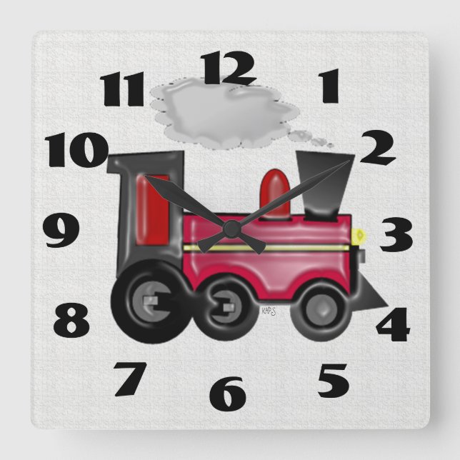 Dimensional Train Square Wall Clock (Front)