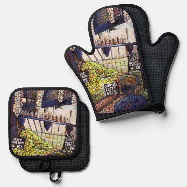 Dimensions of Curiosity Oven Mitt & Pot Holder Set (Front/Back)