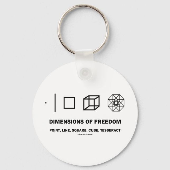 Dimensions Of Freedom (Geometry Humour) Key Ring (Front)