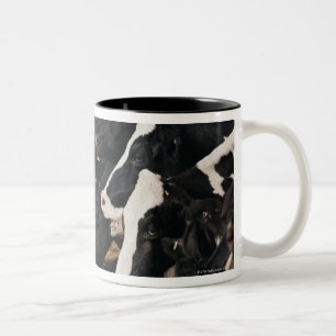 Diminishing Perspective of Cow's Heads Grazing Two-Tone Coffee Mug
