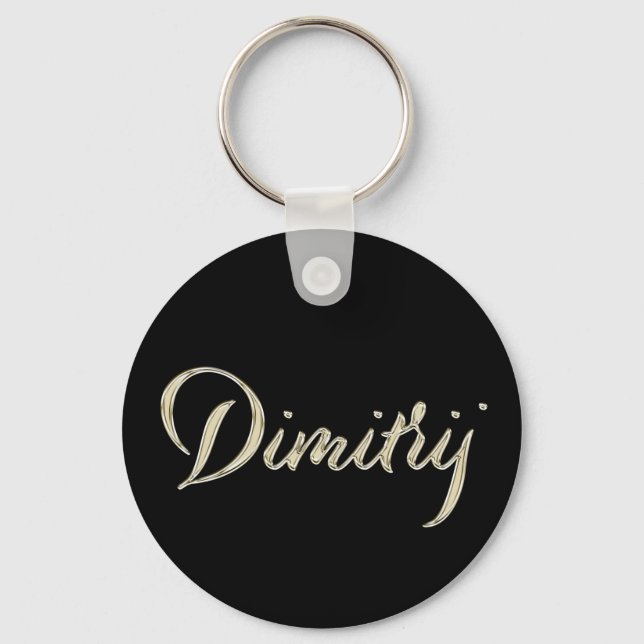 Dimitrij Name whitegold Button Schlüsselanhänger Key Ring (Front)