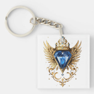 dimond crow wings key ring