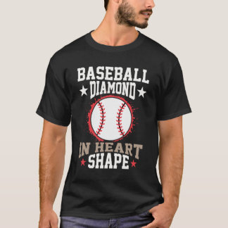 Dimond In Heart Shape Baseball T-Shirt