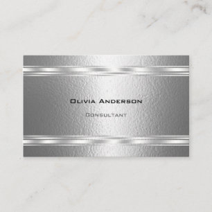 Dimpled Silver Pewter Faux Metallic Business Card