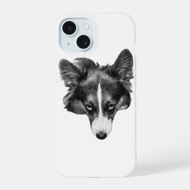 dimshade corgi face iPhone 15 case (Back)
