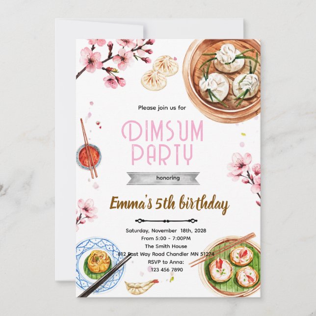 Dimsum birthday party invitation (Front)