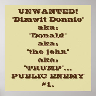 "Dimwit Donnie" Trump, public enemy #1 poster