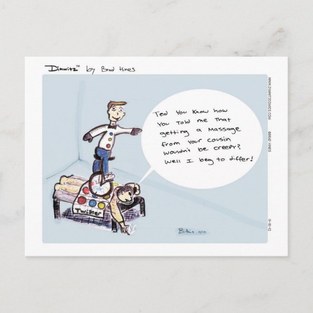 Dimwitz Unicycle Massage Postcard, by Brad Hines Postcard (Front)