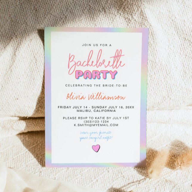 DINA Holographic Space Cowgirl Bachelorette Party Invitation (Creator Uploaded)