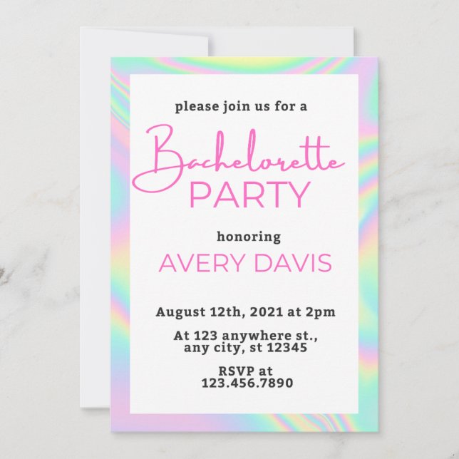DINA Holographic Space Cowgirl Bachelorette Party  Invitation (Front)