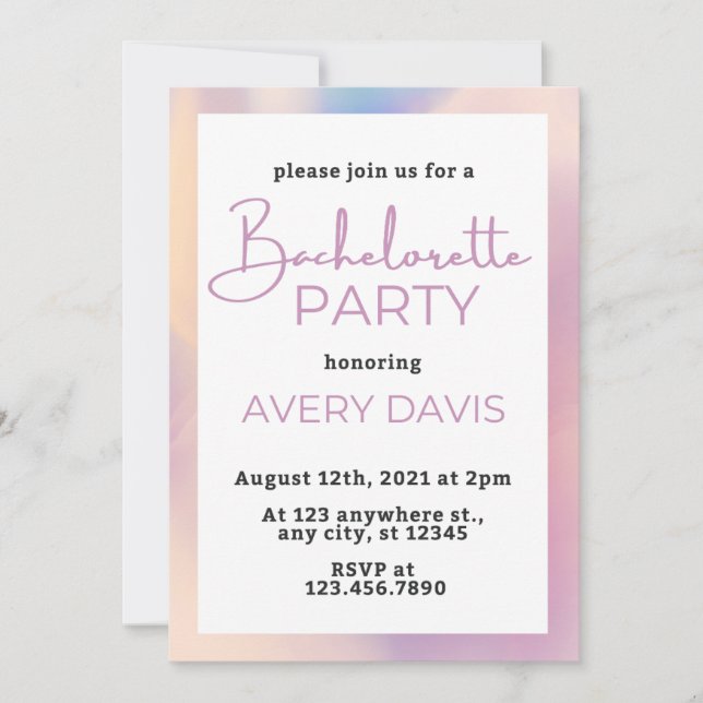 DINA Holographic Space Cowgirl Bachelorette Party  Invitation (Front)
