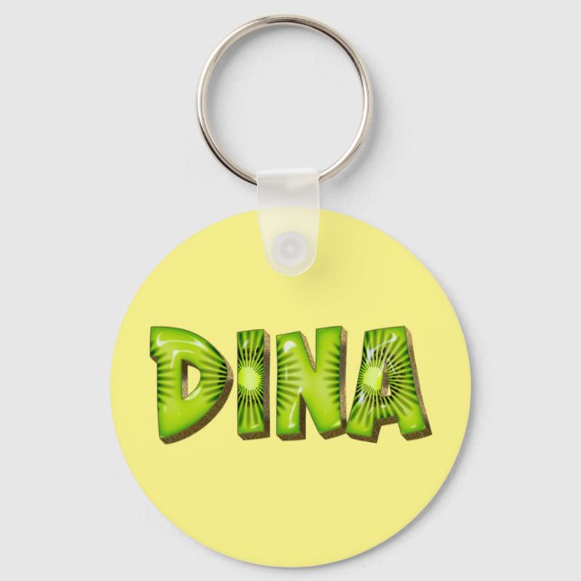 Dina Name Kiwi Design Keychain (Front)