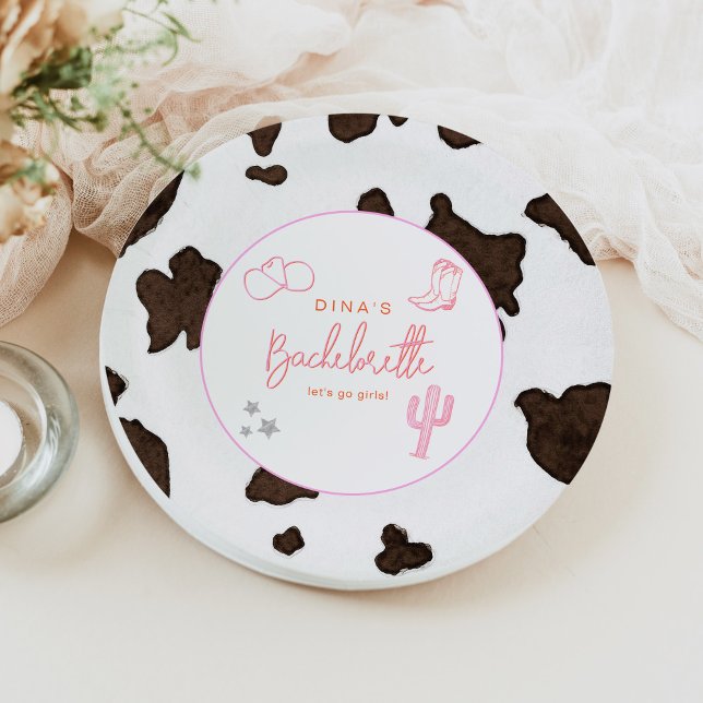 DINA Space Cowgirl Desert Bachelorette Disco Paper Plate (Creator Uploaded)