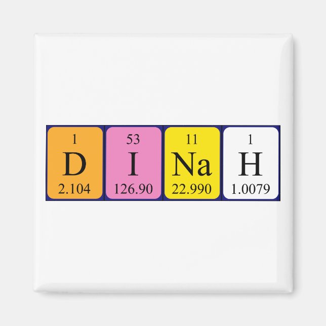 Dinah periodic table name magnet (Front)