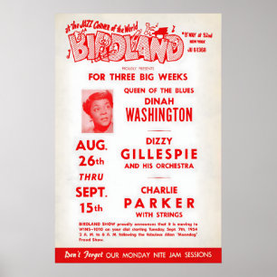 Dinah Washington - Dizzy Gillespie - Charlie Poster