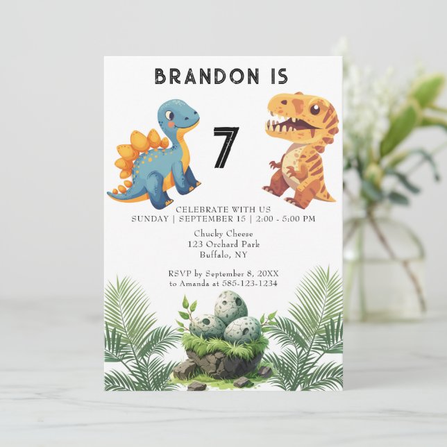 Dinasaur Kid's Birthday Party Invitation (Standing Front)