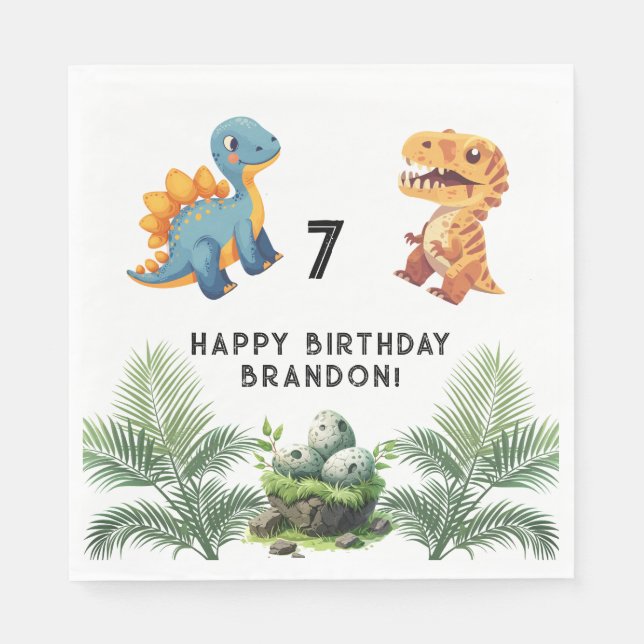 Dinasaur Kid's Birthday Party  Napkin (Front)