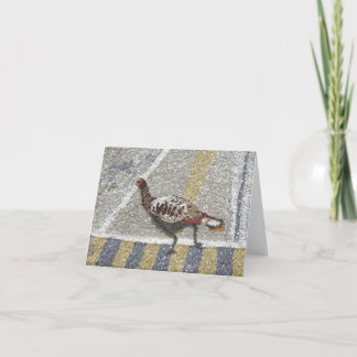 Dindee in crosswalk downtown. card