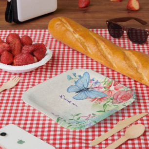 Dine In Personalised and Watercolor Scrapbook Paper Plate