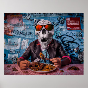 Dine with the Dead Digital Art (AI) Poster