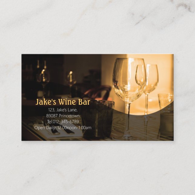 Diner Bar Business Card Wine Glass Table (Front)