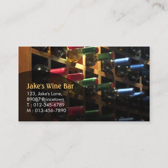 Diner Bar Restaurant Wine Bottle Business Card (Front)