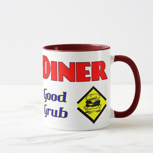 Diner Good Grub Hamburger Restaurant Art Mug (Right)