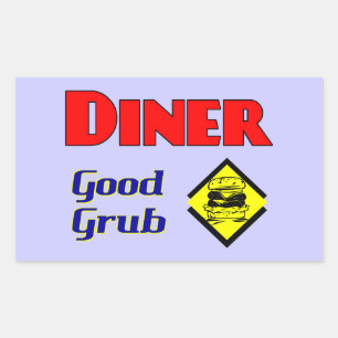 Diner Good Grub Hamburger Restaurant Art Rectangular Sticker