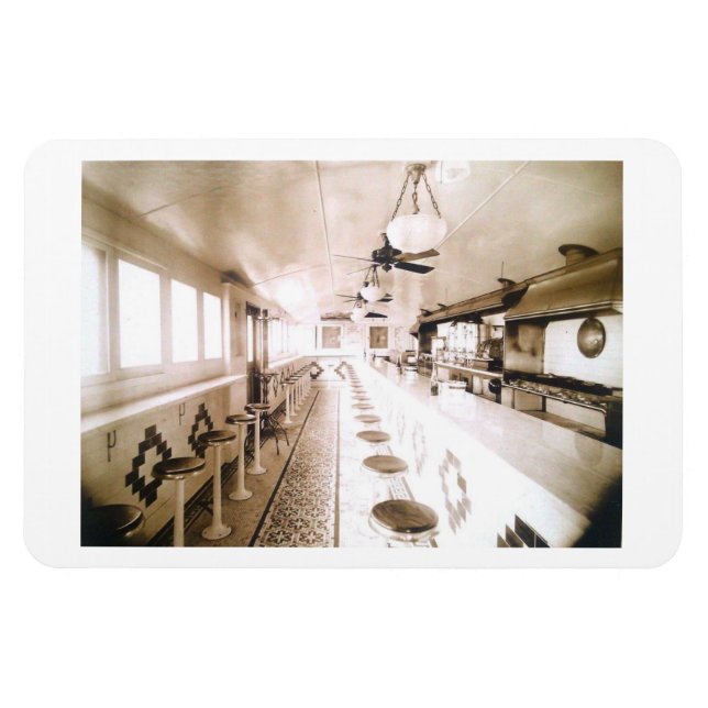 Diner Interior, 1920s Deco Vintage Postcard Magnet (Horizontal)