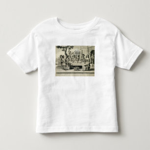 Diners on a terrace with a formal garden below, en toddler T-Shirt