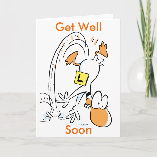 Ding Duck Cartoon Get Well Soon Card (Front)