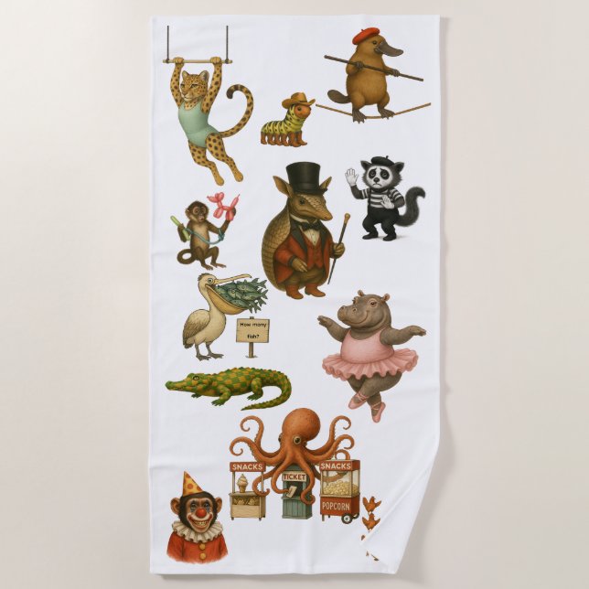 Dingaling Bros Circus acts Beach Towel (Front)