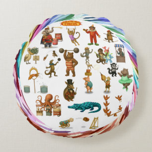 Dingaling Bros Circus acts Round Cushion