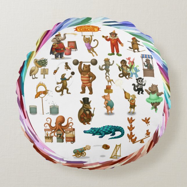 Dingaling Bros Circus acts Round Cushion (Front)