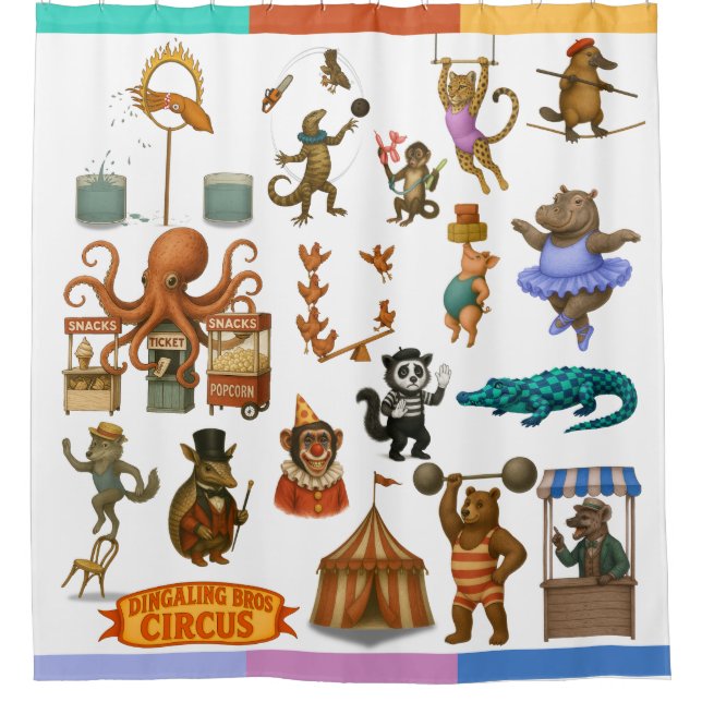 Dingaling Bros Circus acts Shower Curtain (Front)