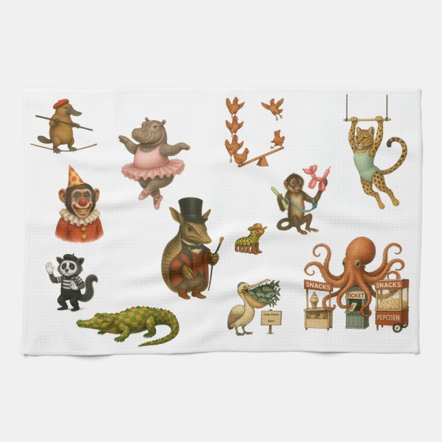 Dingaling Bros Circus acts Tea Towel (Horizontal)