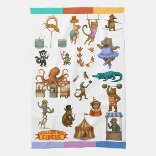 Dingaling Bros Circus acts Tea Towel