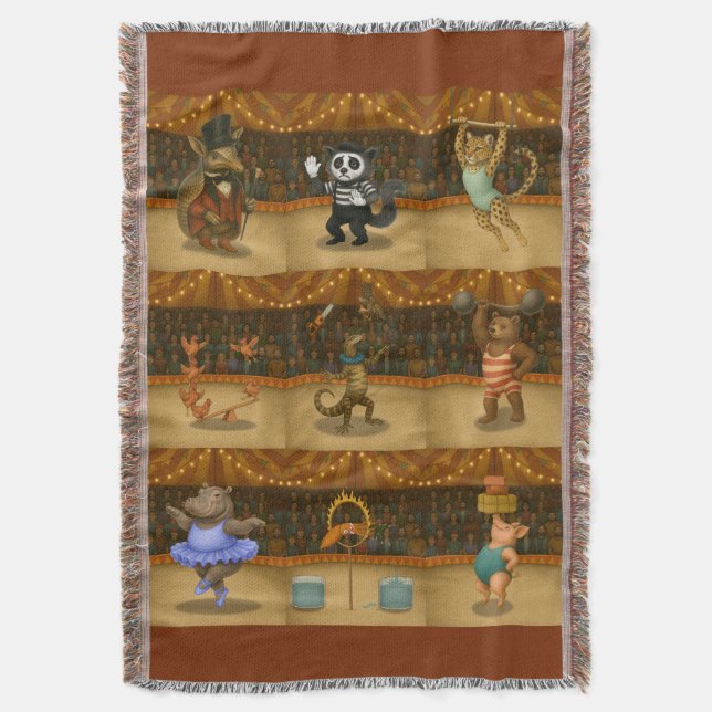 Dingaling Bros Circus acts Throw Blanket (Front Vertical)