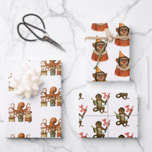 Dingaling Bros Circus acts Wrapping Paper Sheet (Front)