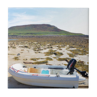 Dinghy On The Beach Ceramic Tile