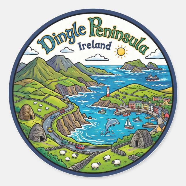Dingle Peninsula Ireland Classic Round Sticker (Front)