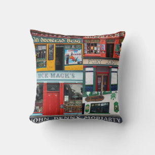 Dingle Pubs, Collage, Irish Pillow. Ireland Cushion