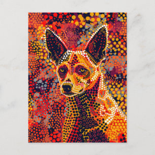 Dingo in Aborigine Dot Art Style Postcard