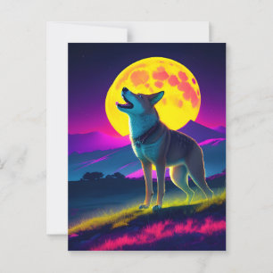 Dingo in the moorland moonlight  postcard
