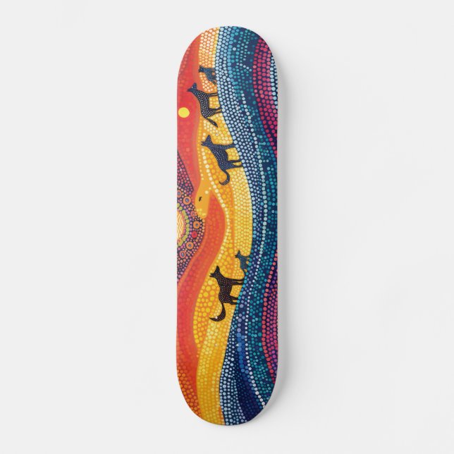 Dingo Pack - Aboriginal Style - Skateboard Deck (Front)